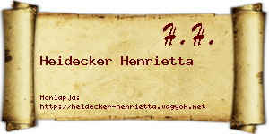 Heidecker Henrietta névjegykártya